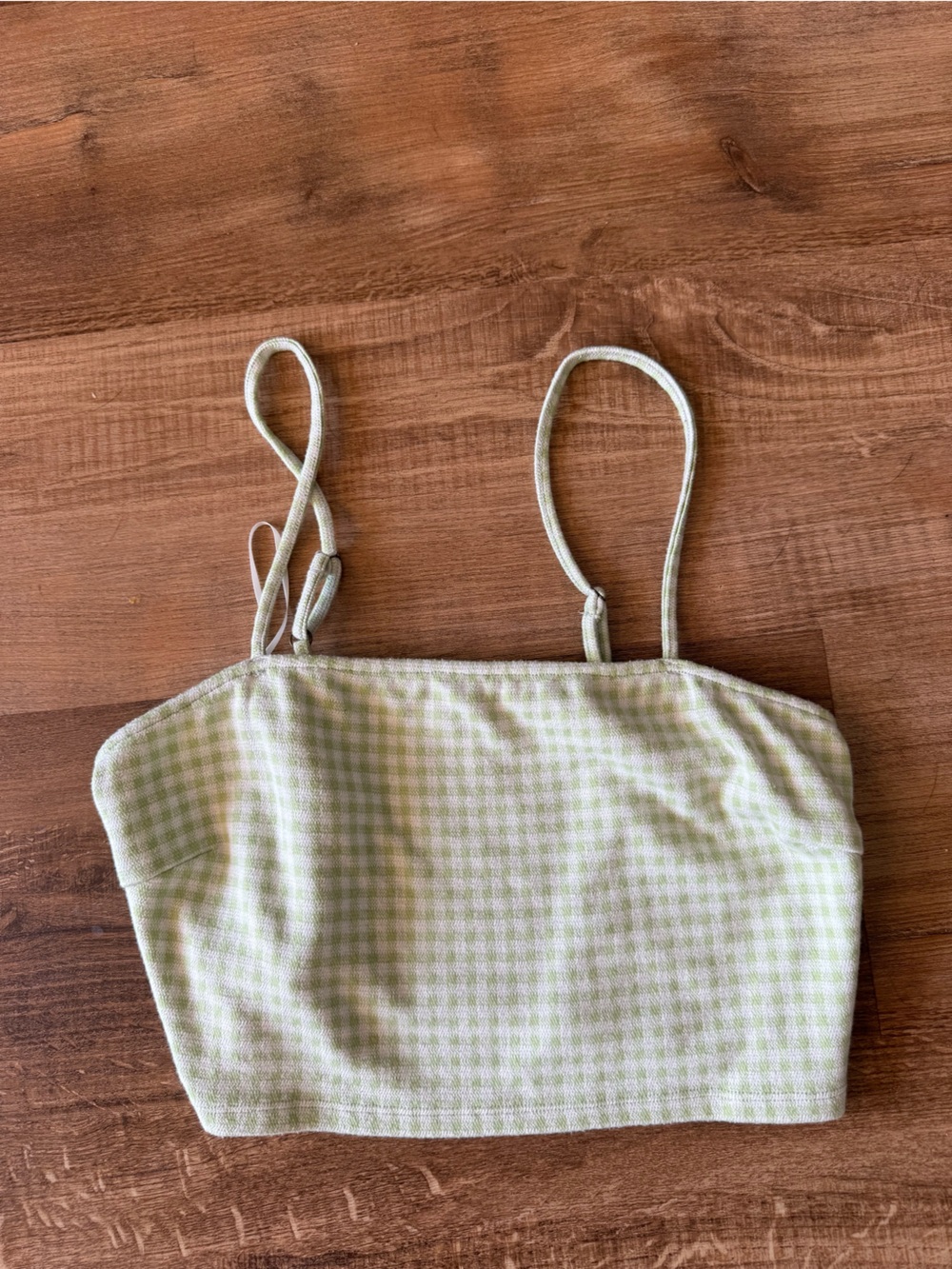 Light Green Gingham Crop Top